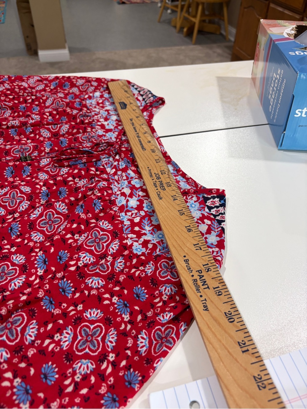 Style & Co. Red Floral Tie-Front Tunic with Navy Accent Sleeves - Picture 6 of 10